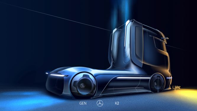 Daimler Trucks’ fuel-cell concept has 1000-km range