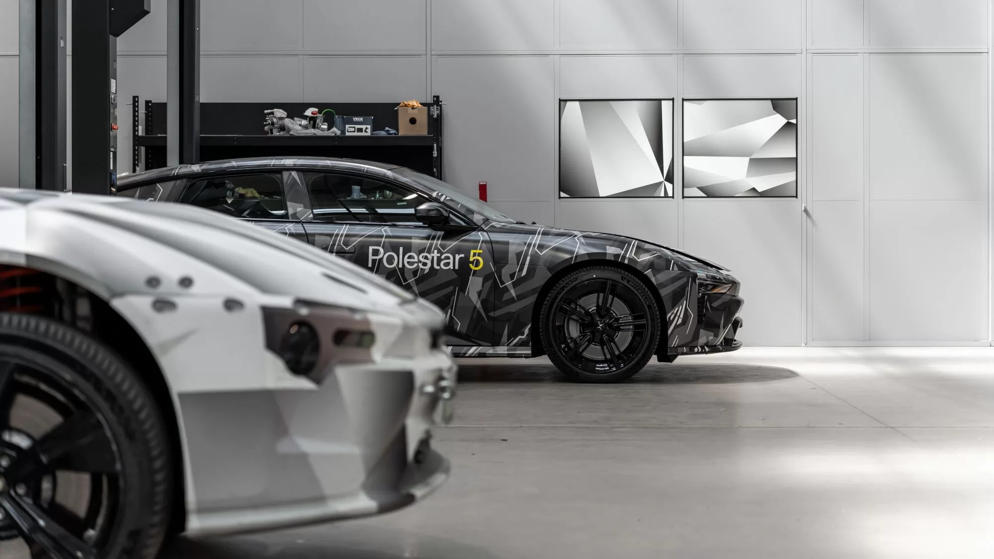 Polestar 5 prototypes at MIRA proving grounds in the UK.