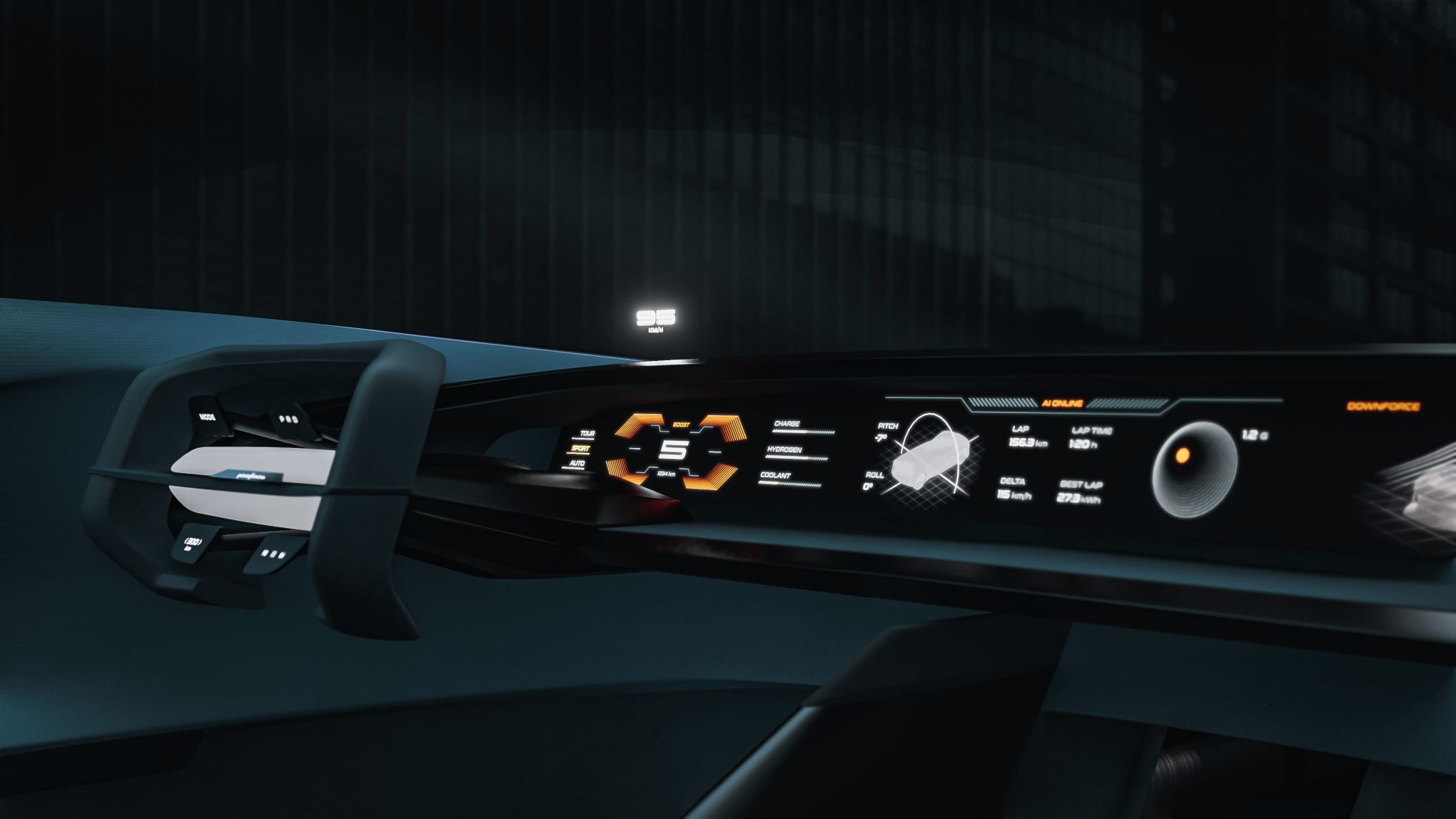 Pininfarina Enigma interior display sport mode.