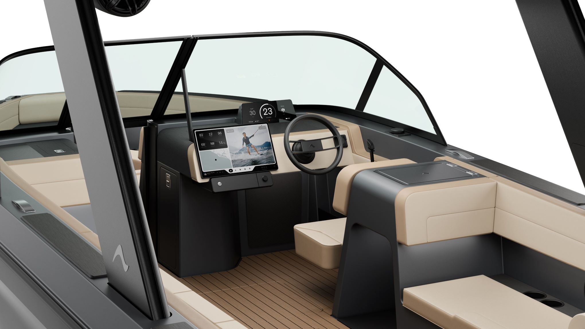The Arc Sport wake boat interior.