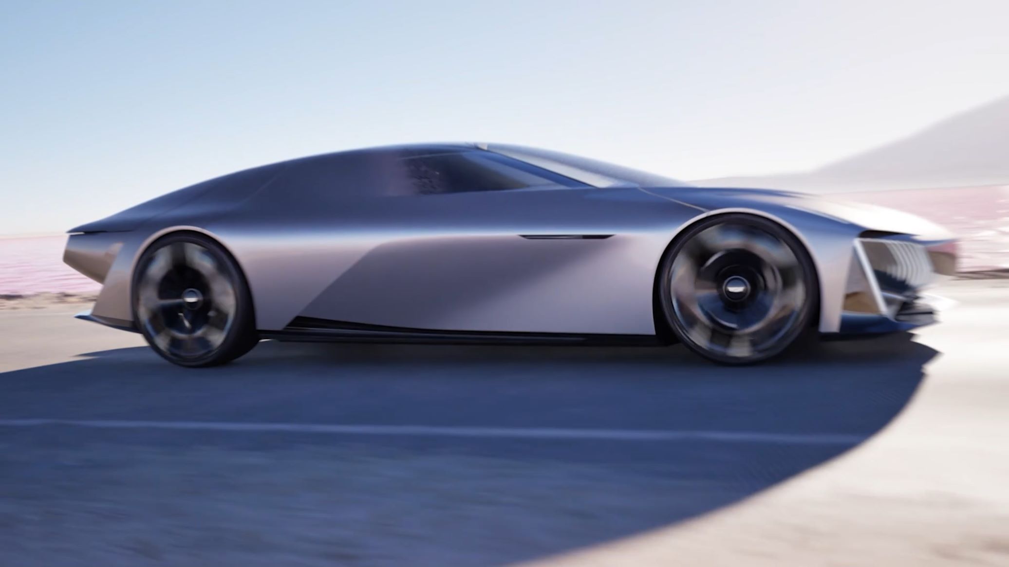 Cadillac Opulent Velocity concept vehicle in motion.